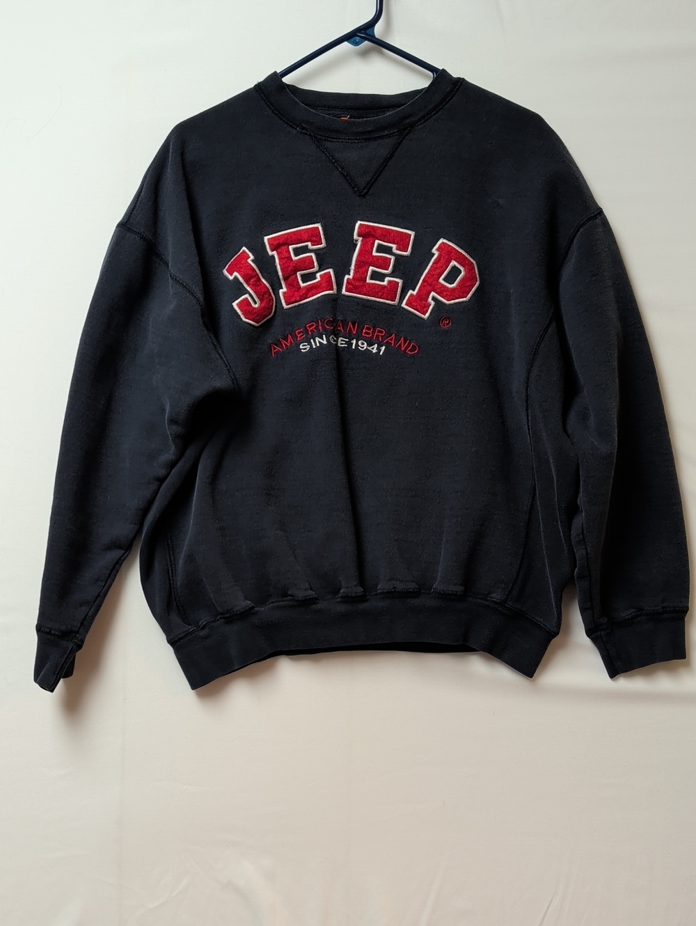 Jeep Black Crew Sweatshirt with Red Logo